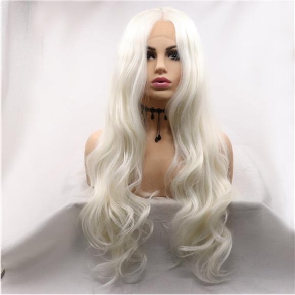 22” WHITE BLONDE BODY WAVY Lace Front WIG NEW